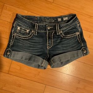 Miss Me Dark Blue Jean Shorts